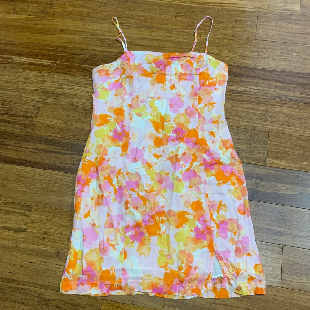 Altar'd State Floral Print Dress Sleeveless Mini Summer Casual Orange Pink Small